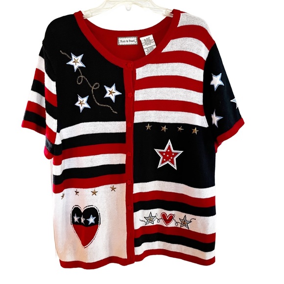 Vintage Americana Button Front Cardigan Sweater - Picture 1 of 8